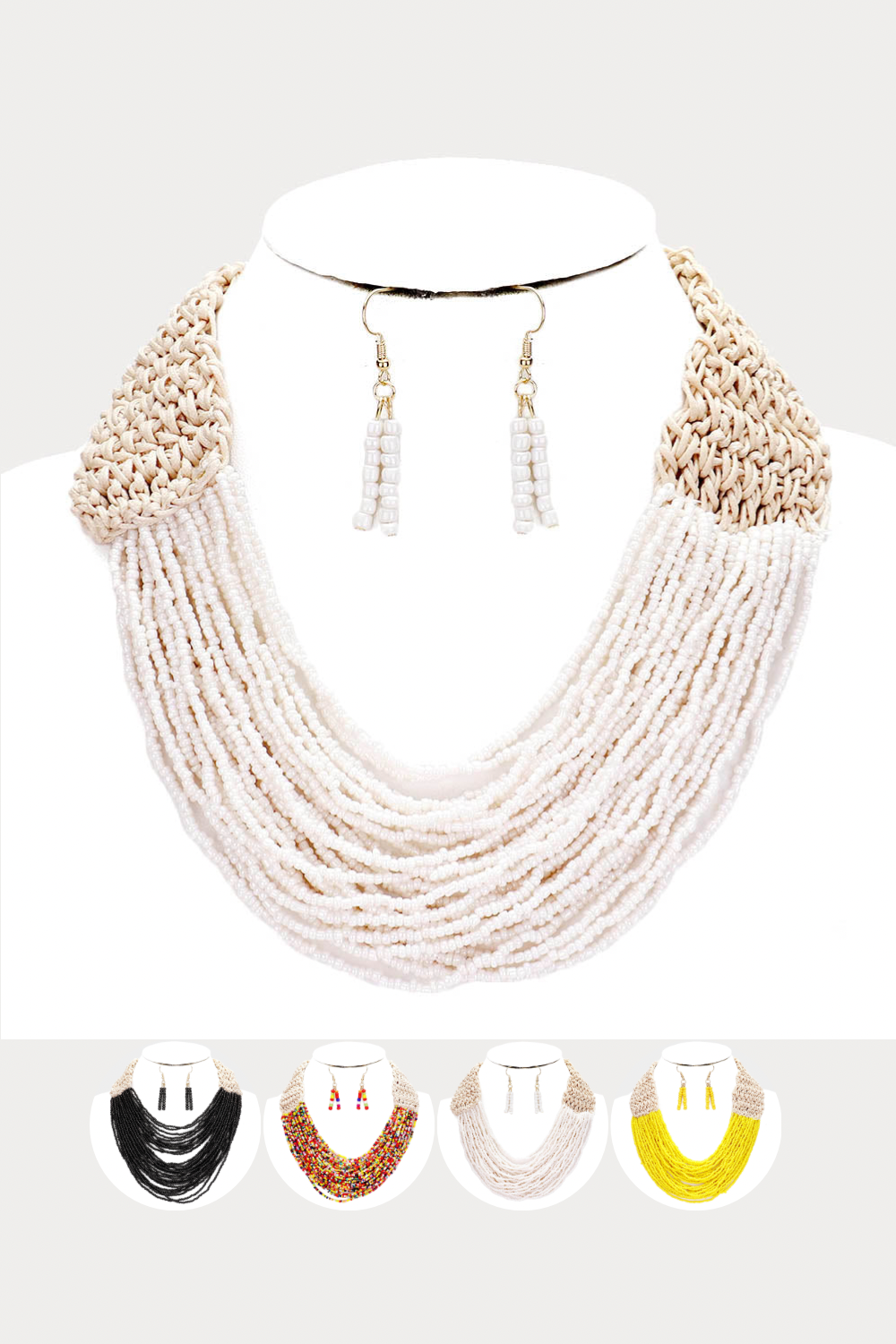 Bead Necklace & Earring Set |4 colors|
