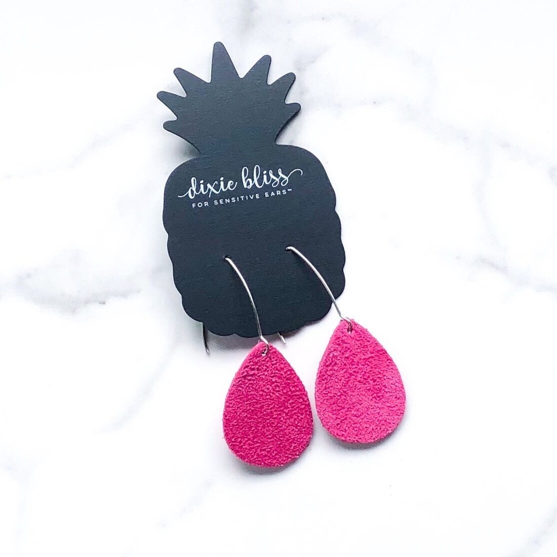 Dixie Bliss Earrings: Charlotte in Pink Punch Suede