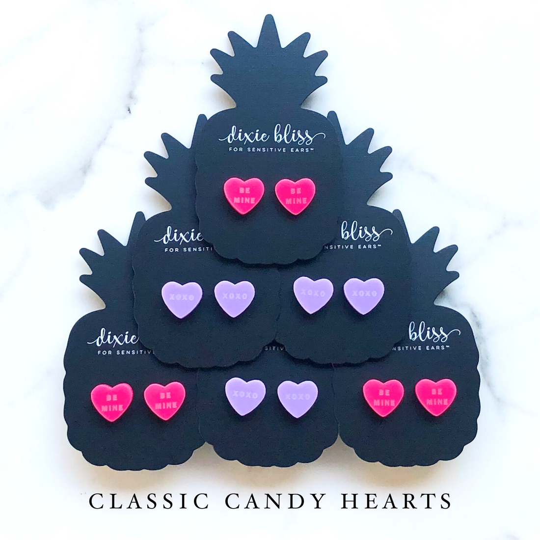 Dixie Bliss Earrings: Love Candy Hearts Classic