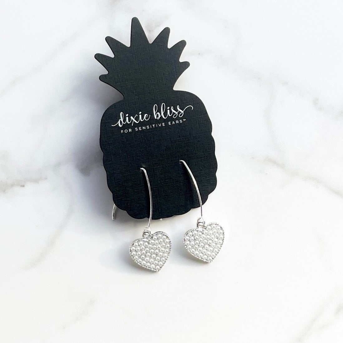Dixie Bliss Earrings: Love Hearts of Pearls