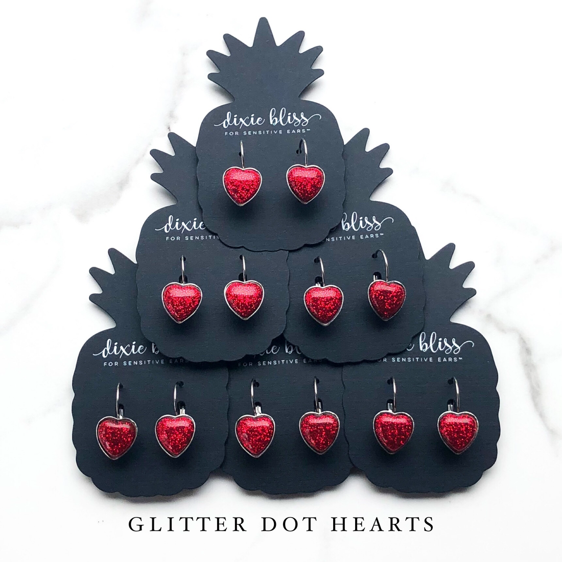 Dixie Bliss Earrings: Love Red Heart Leverbacks