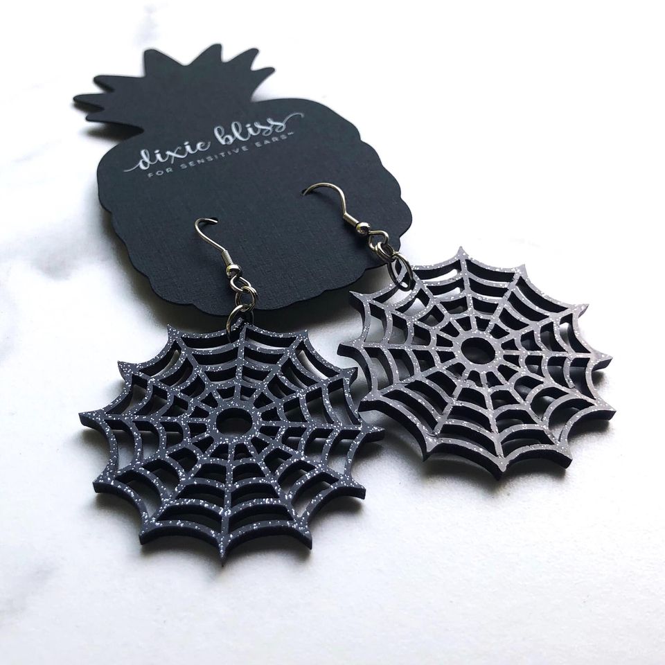 Dixie Bliss Earrings: Halloween Spider Webs
