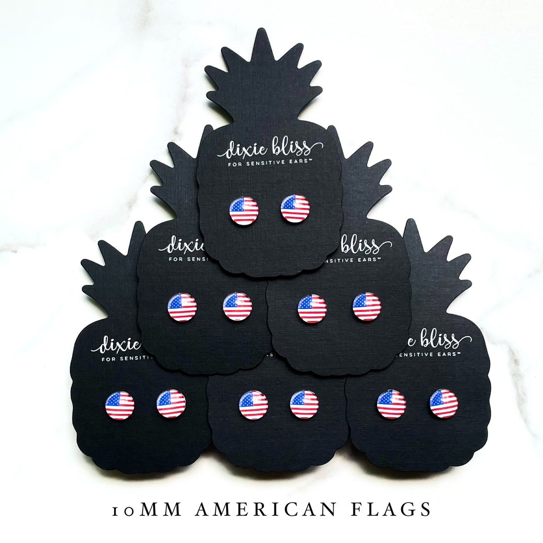 Dixie Bliss Earrings: USA Flags 10mm