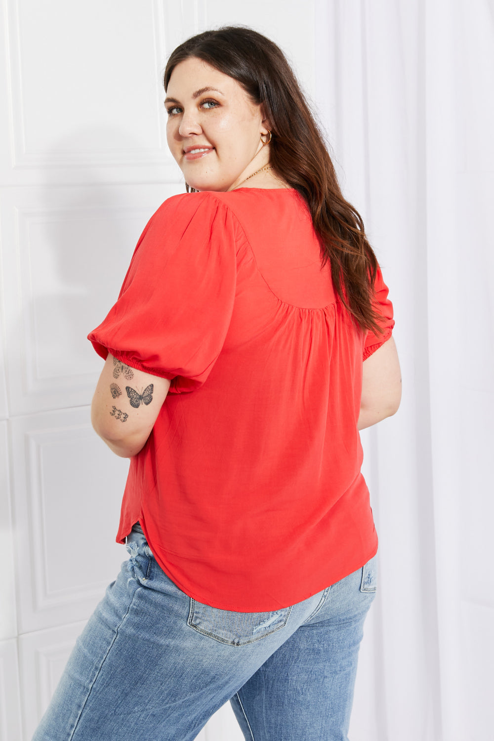 So Scarlett Button Yoke Top