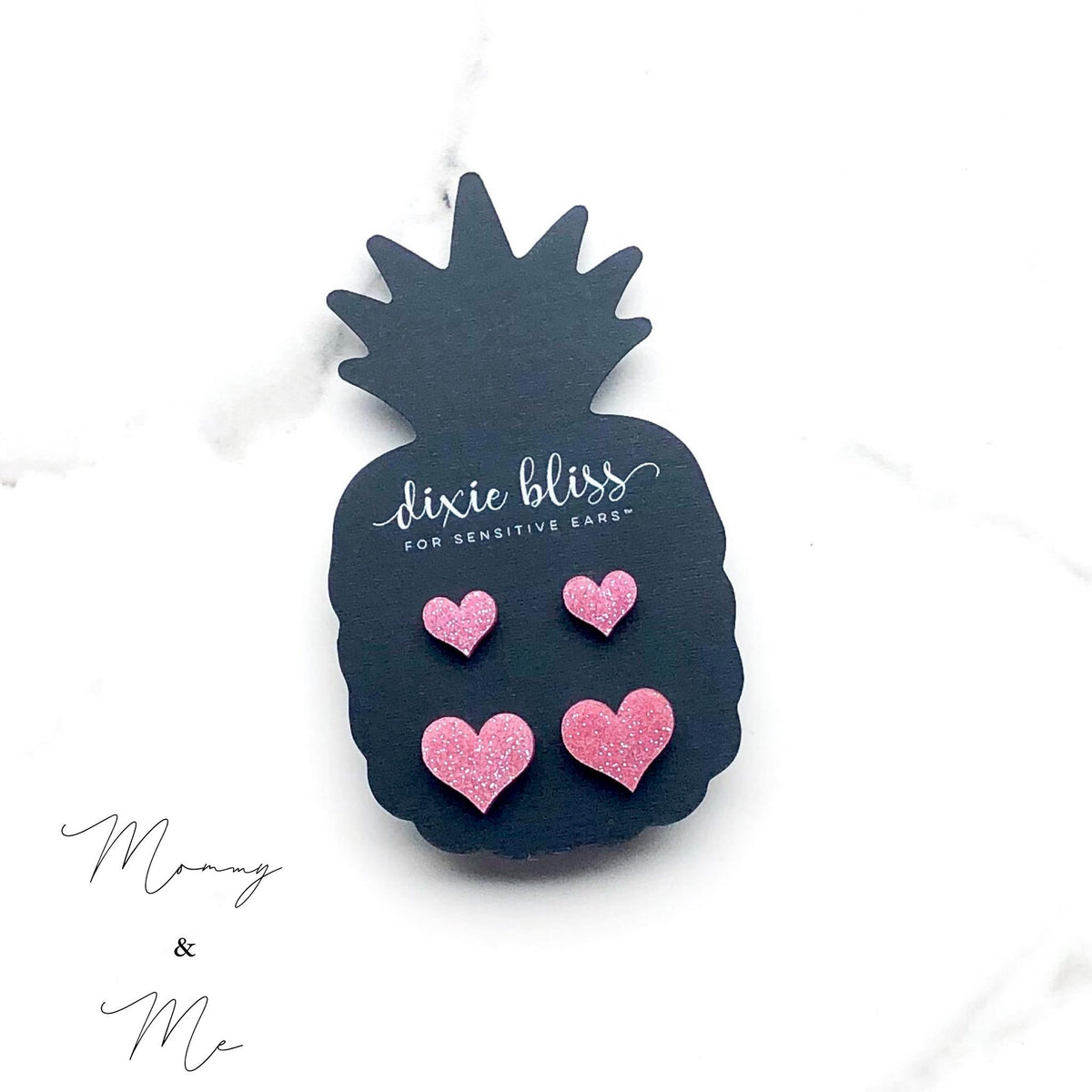 Dixie Bliss Earrings: Love Mommy & Me Hearts Pink