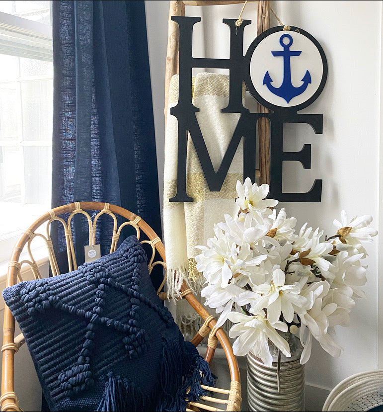 Anchor Coastal Beach Shore Interchangeable Wooden Home Sign Interior or Exterior Door Decor Door Hanger - One sign that you can display all year long. Choose your wood base and your favorite interchangeable medallions and simply swap out the medallions as the holidays and seasons come and go. 