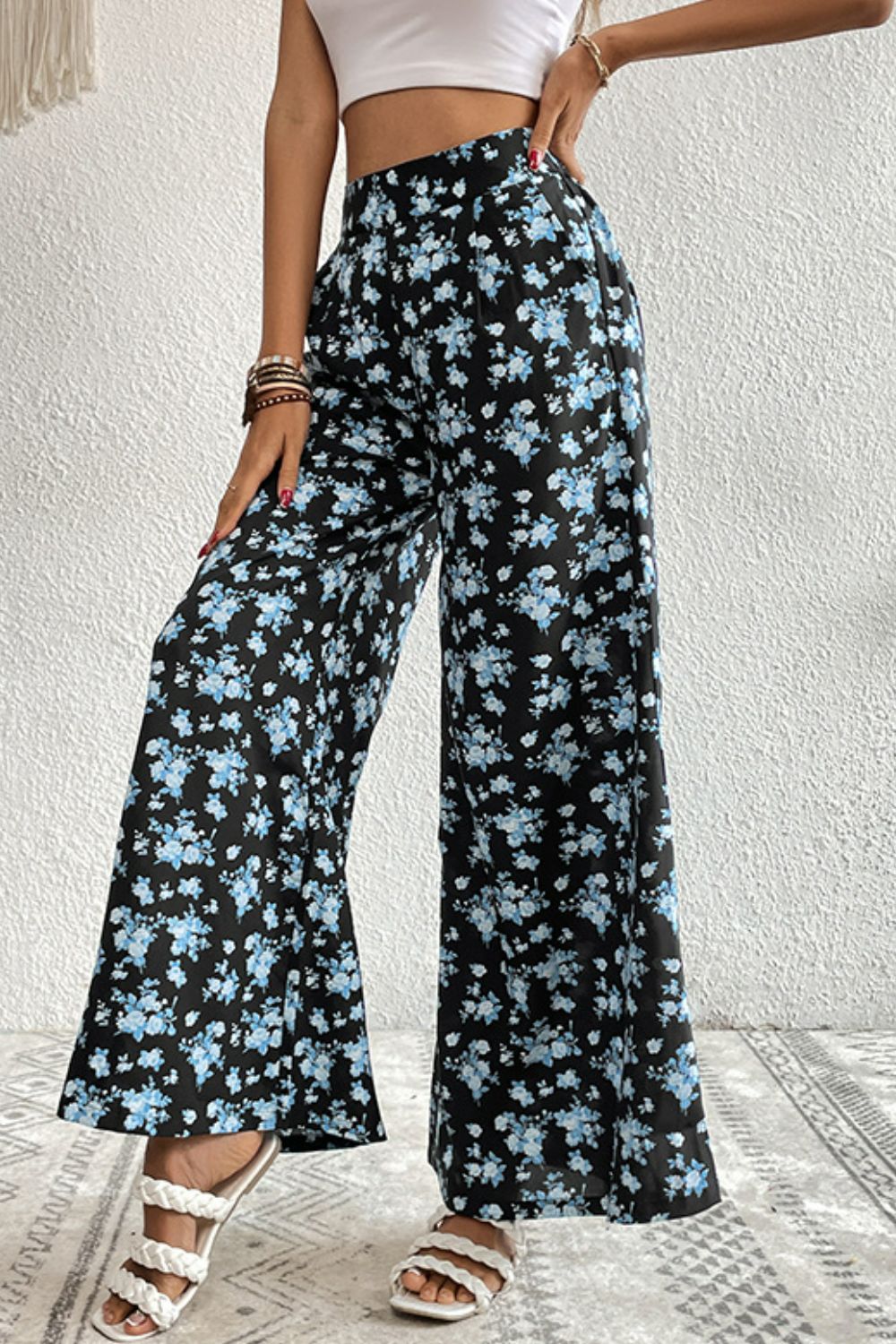 Christie Blue Floral Culottes with Pockets