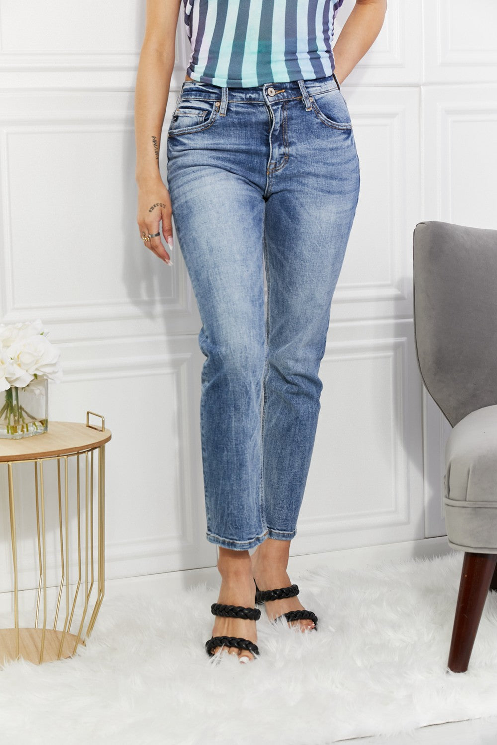 Amara High Rise Slim Straight Jeans