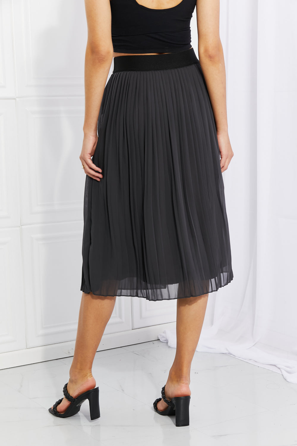 Prudence Pleated Chiffon Midi Skirt | Zenana Full Size Romantic At Heart Pleated Chiffon Midi Skirt