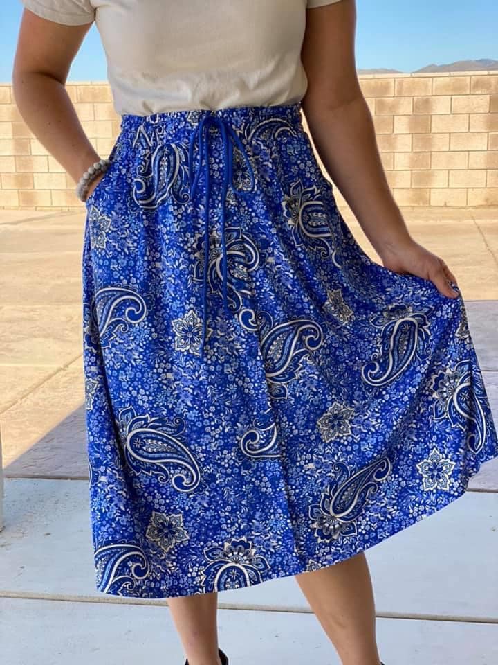 Marsha Skirt 2XL Blue Paisley