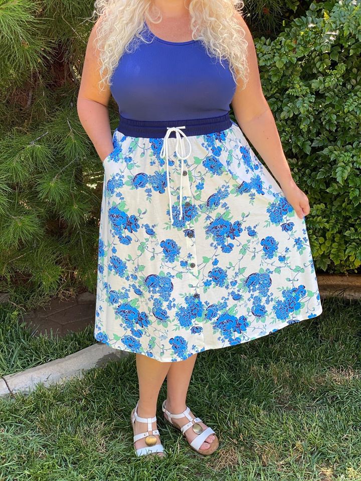Marsha Skirt Medium Blue Floral