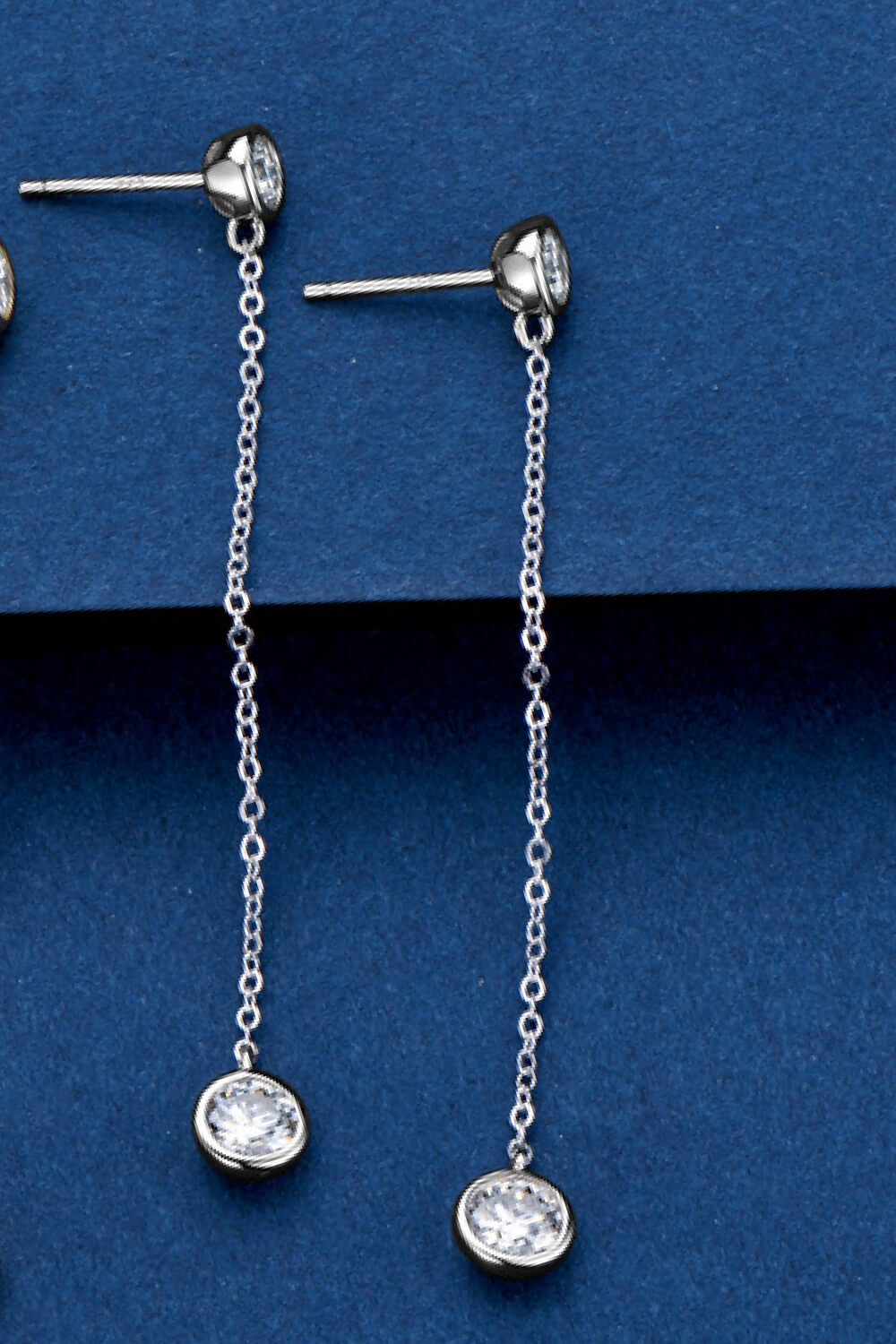 Moissanite Chain Earrings | Silver or Gold |