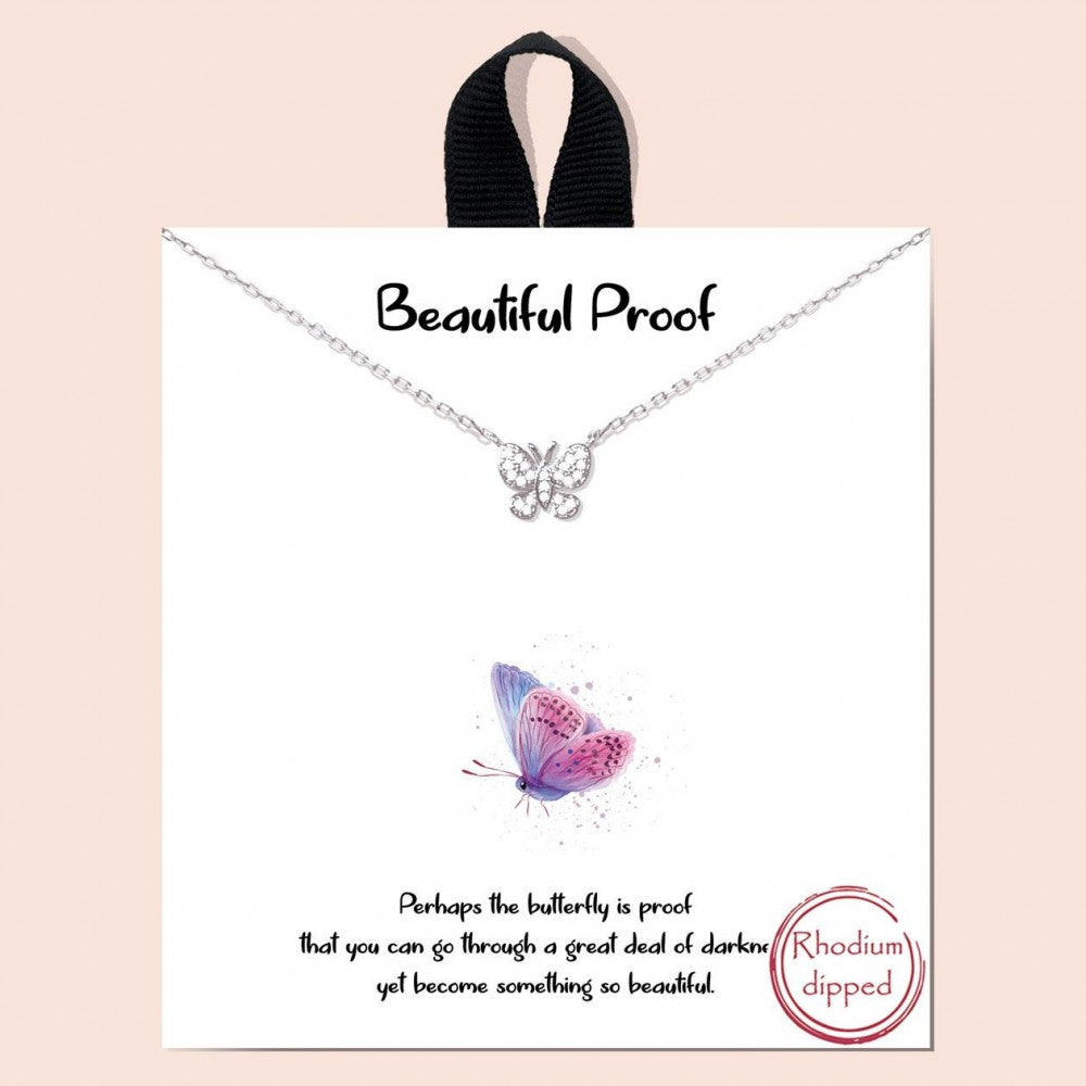 Beautiful Proof Butterfly Message Necklace