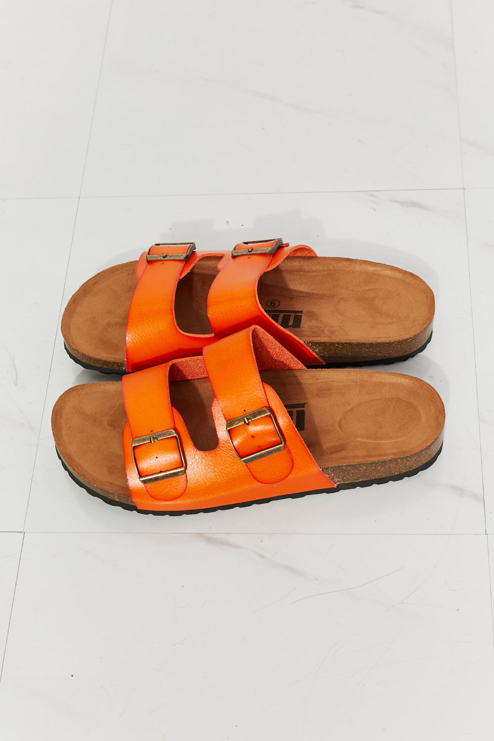 Feeling Alive Double Banded Slide Sandals in Orange