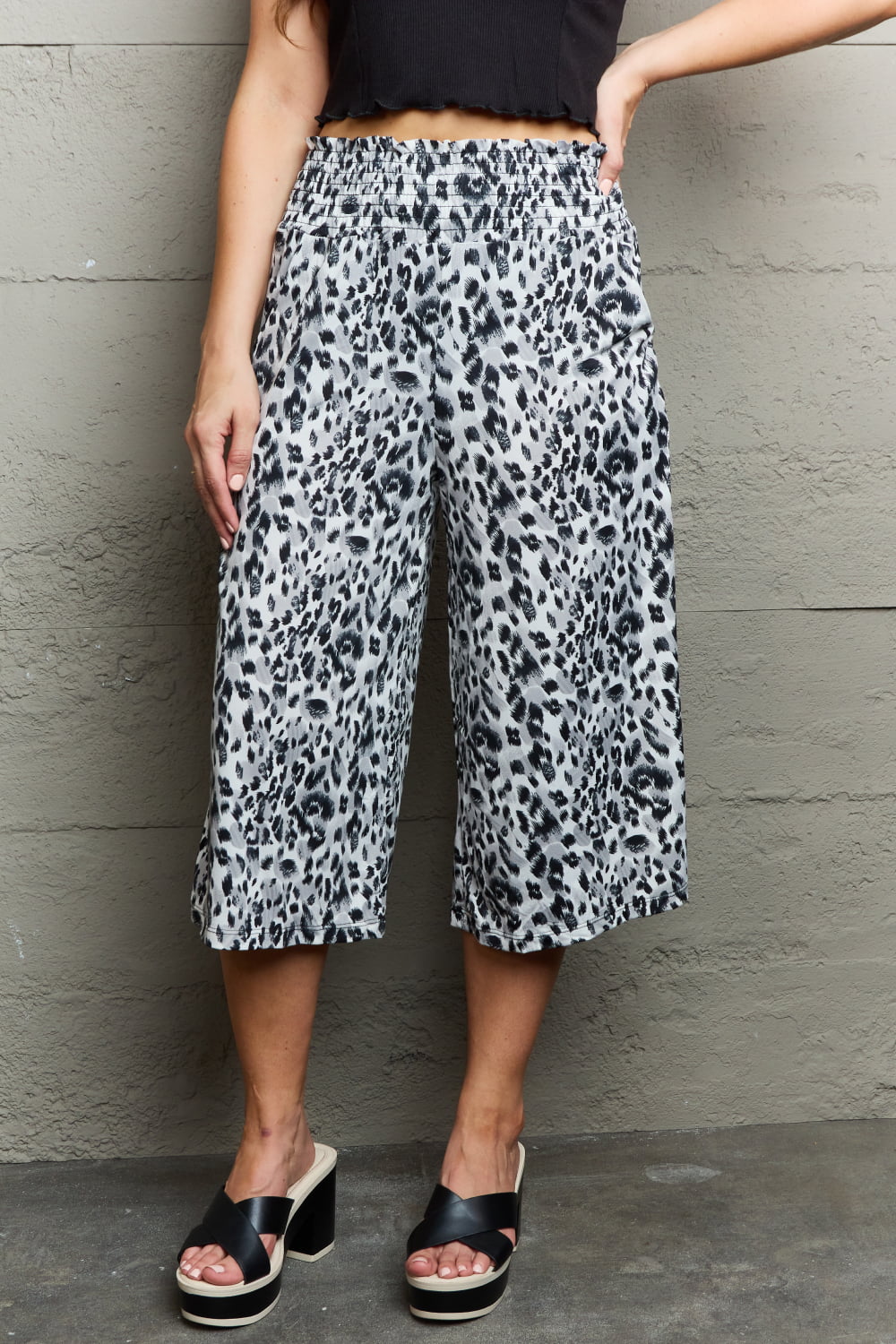 Leopard Luxe Culottes in Grey with Pockets