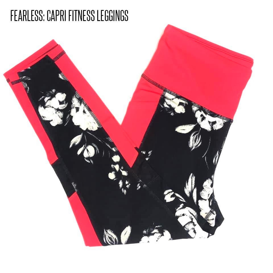 Fearless Athleisure Capri Legging Medium Black & White Floral