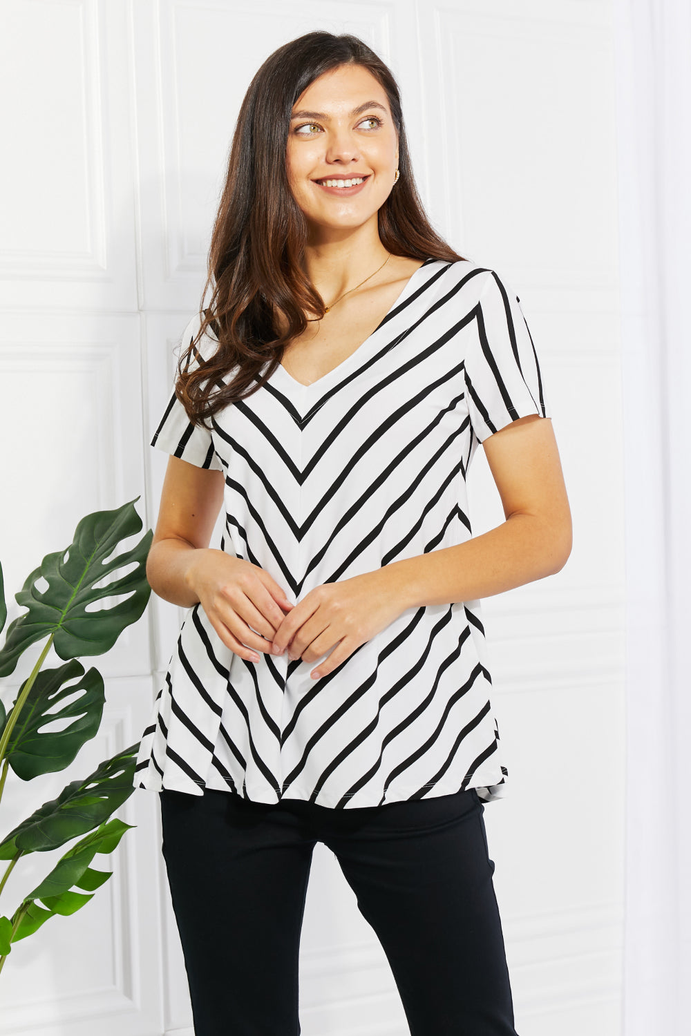 Casually Chic Chevron V-Neck Tee