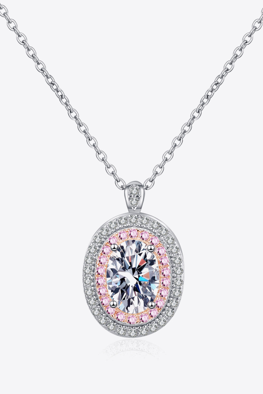 Need You Now Oval Sterling Silver Rhodium-Plated 1 Carat Moissanite Pendant Necklace