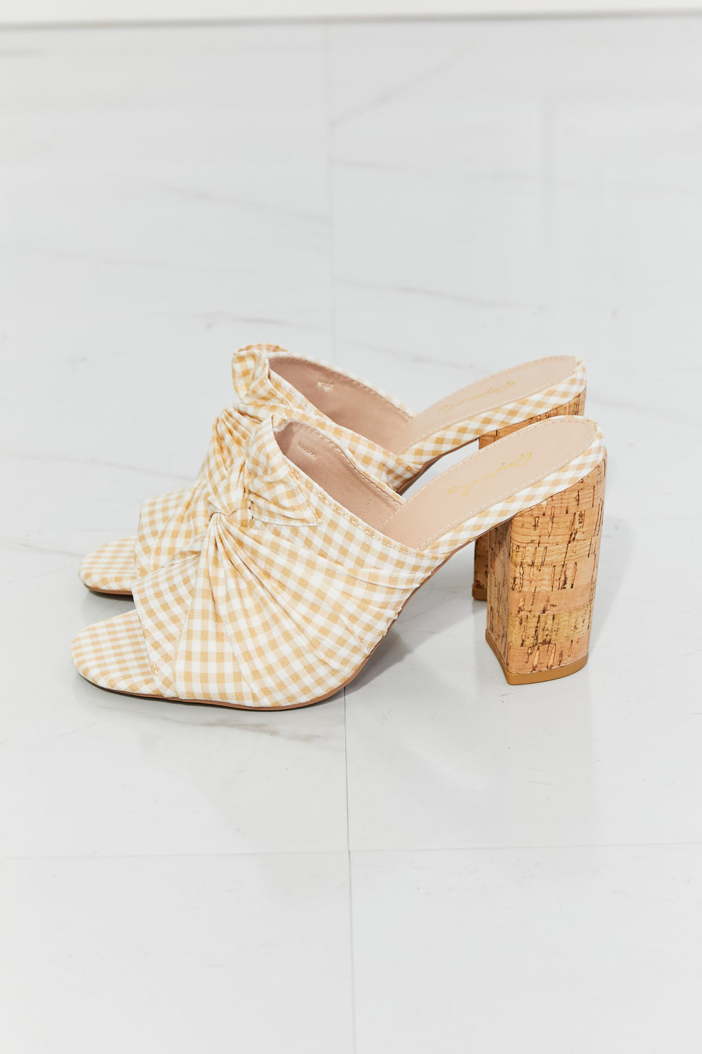 Sunny Days Gingham Cork Heel Sandals