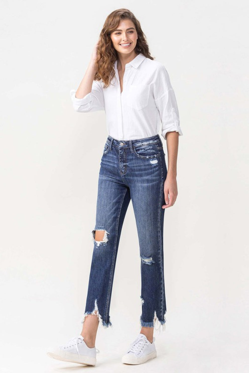 Jackie High Rise Crop Straight Leg Jeans