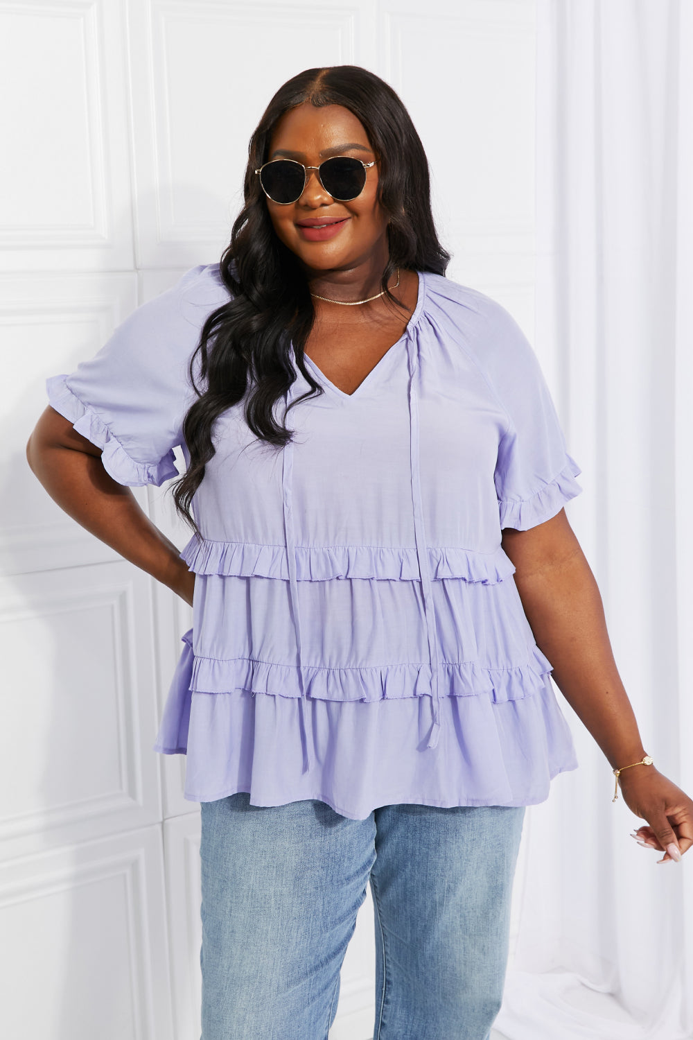 Periwinkle Breeze Ruffle Top