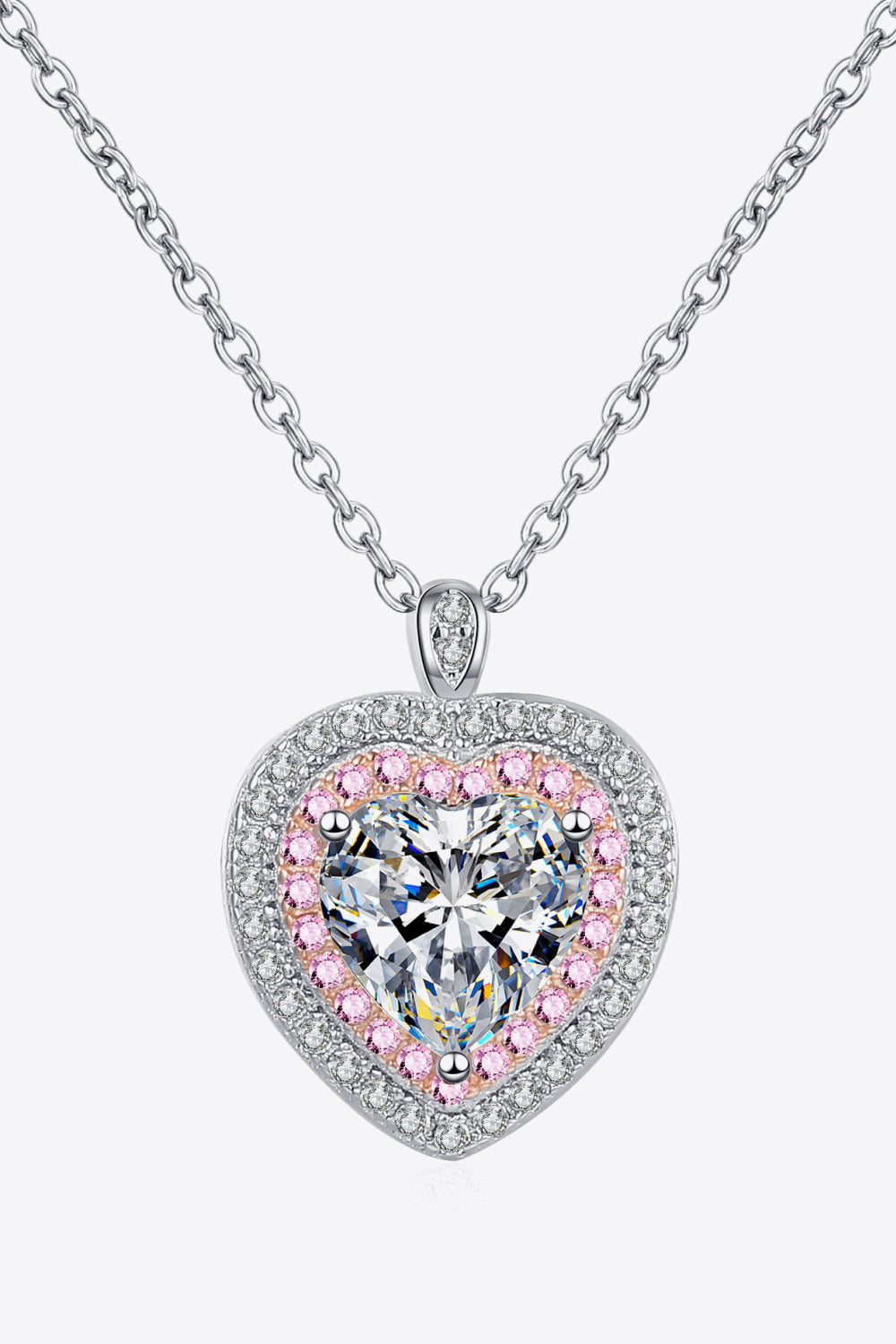 Need You Now Heart Sterling Silver 1 Carat Moissanite Pendant Necklace