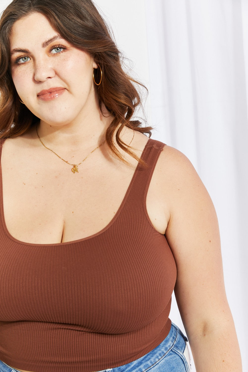 Two-in-One Reversible Seamless Tank in Coffee