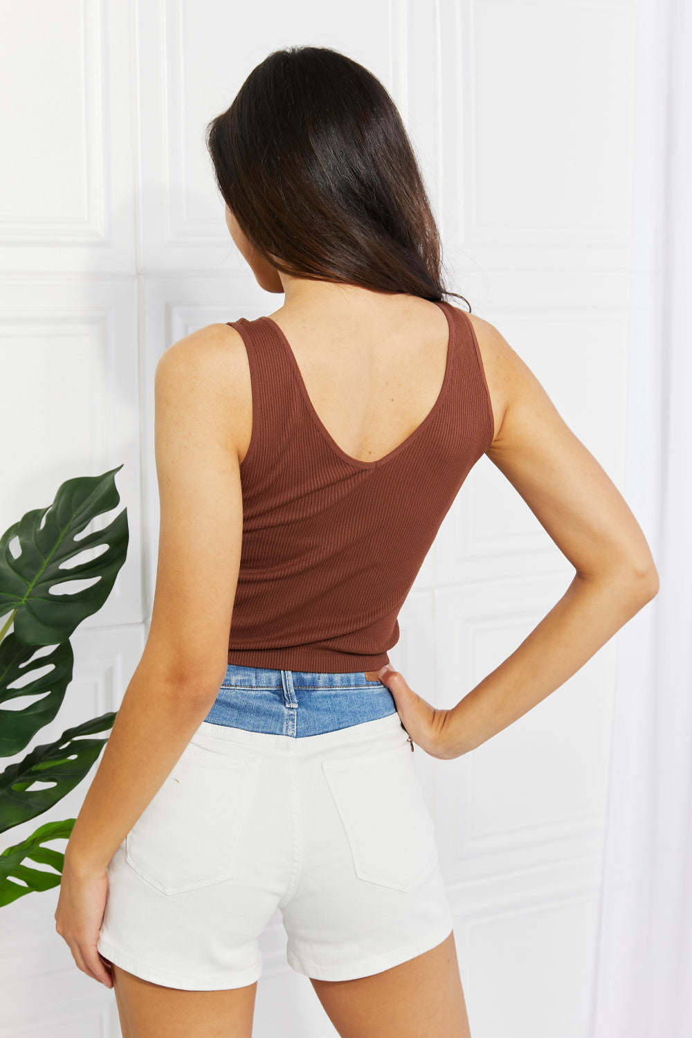Two-in-One Reversible Seamless Tank in Coffee