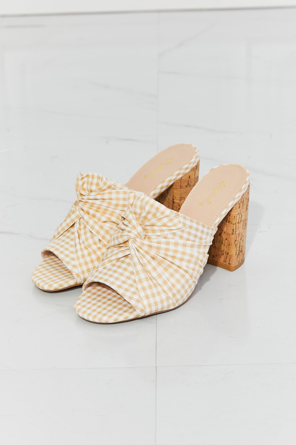 Sunny Days Gingham Cork Heel Sandals