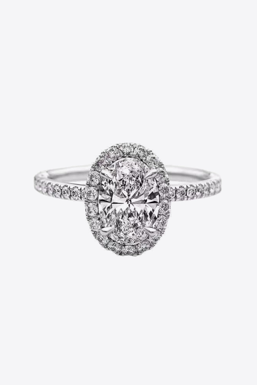 2 Carat Moissanite Platinum-Plated Oval Ring