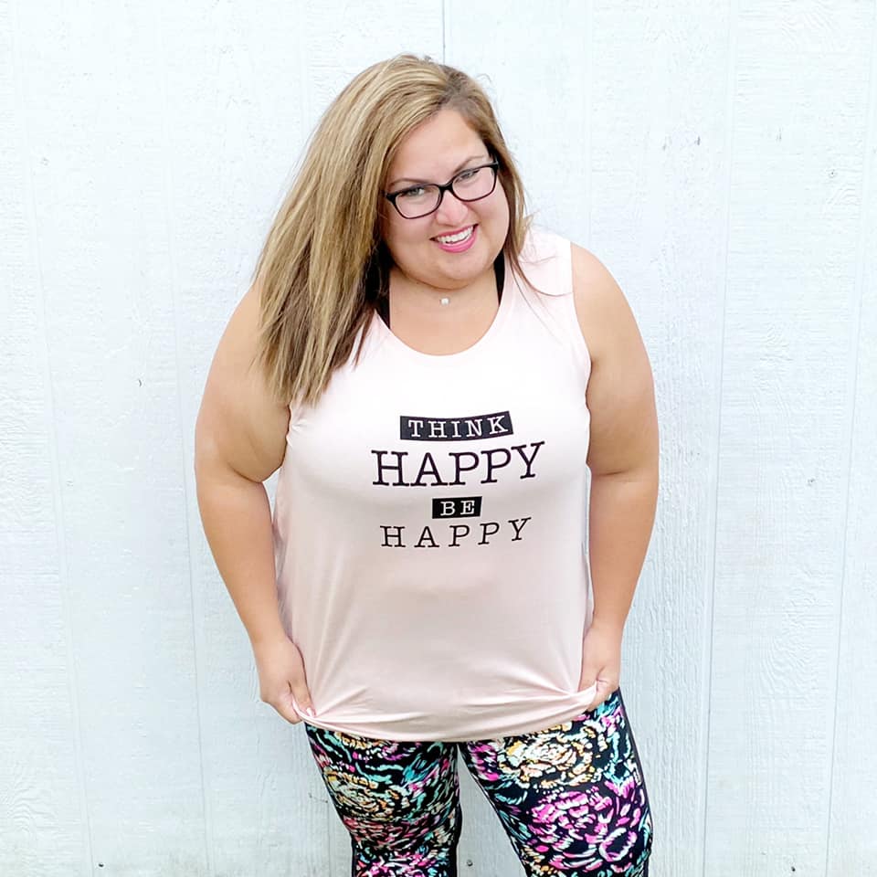 Strong Relaxed Fitness Tank 2XL Think Happy Be Happy