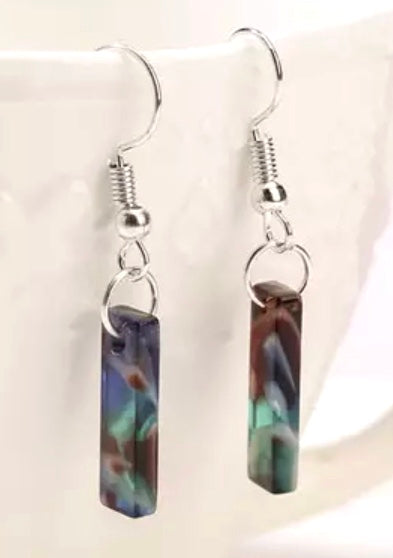 Marbled Acrylic Bar Column Earrings |7 colors|