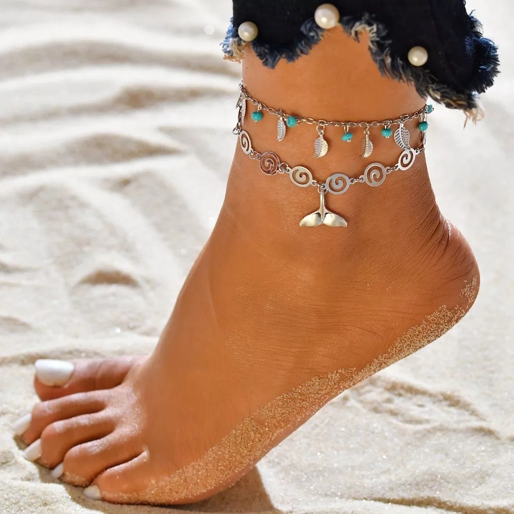 Double Strand Dolphin Tail Anklet