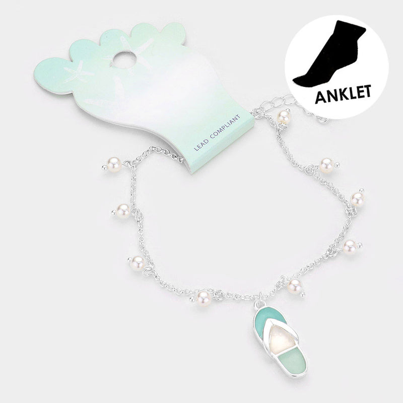 flip flop anklet pearls extender chain