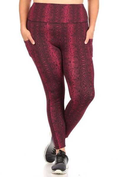 Snakeskin Athleisure Leggings with Pockets, Tummy Control, Uplifting Hold & Stretch.