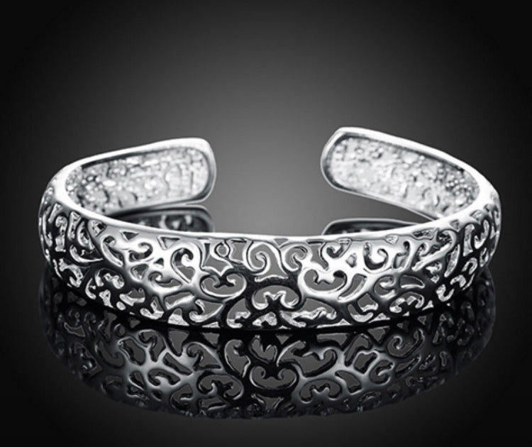 Intricate Silver Scroll Cuff Bracelet