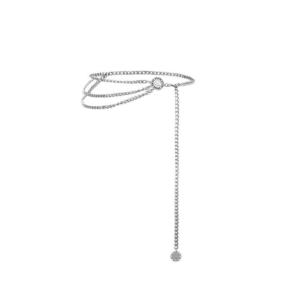 Fashion Jewelry Belt || 3-tier silver chain loop