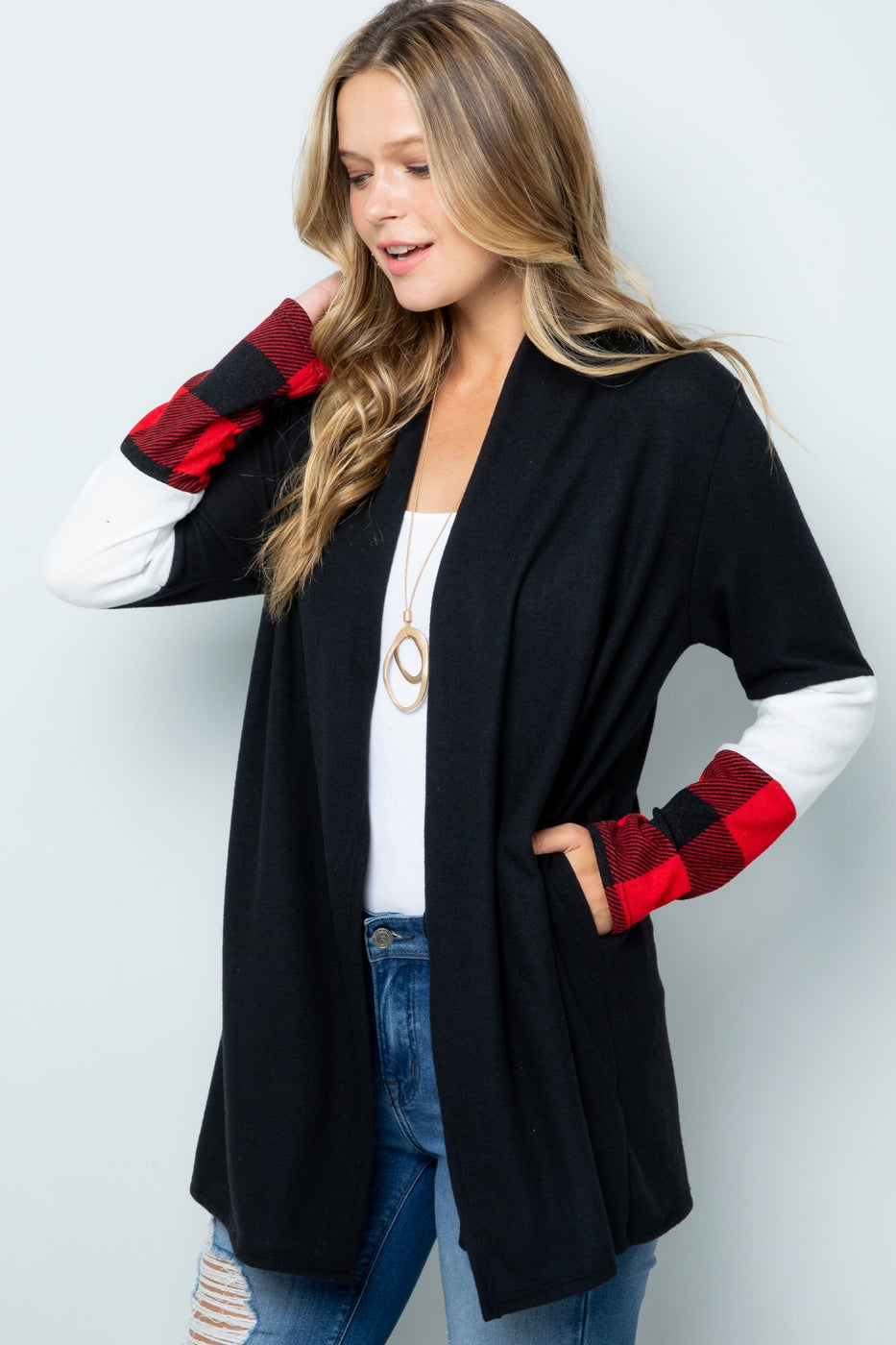 Pop of Plaid Cardigan with Pockets | 2 colors |