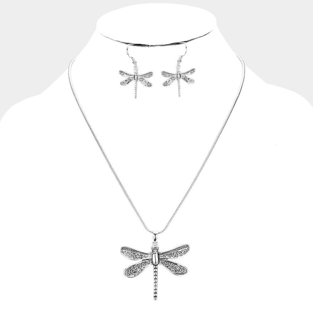 Dragonfly Necklace & Earring Set