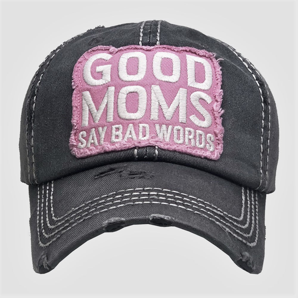 Vintage Distressed Cap 'Good Moms Say Bad Words'