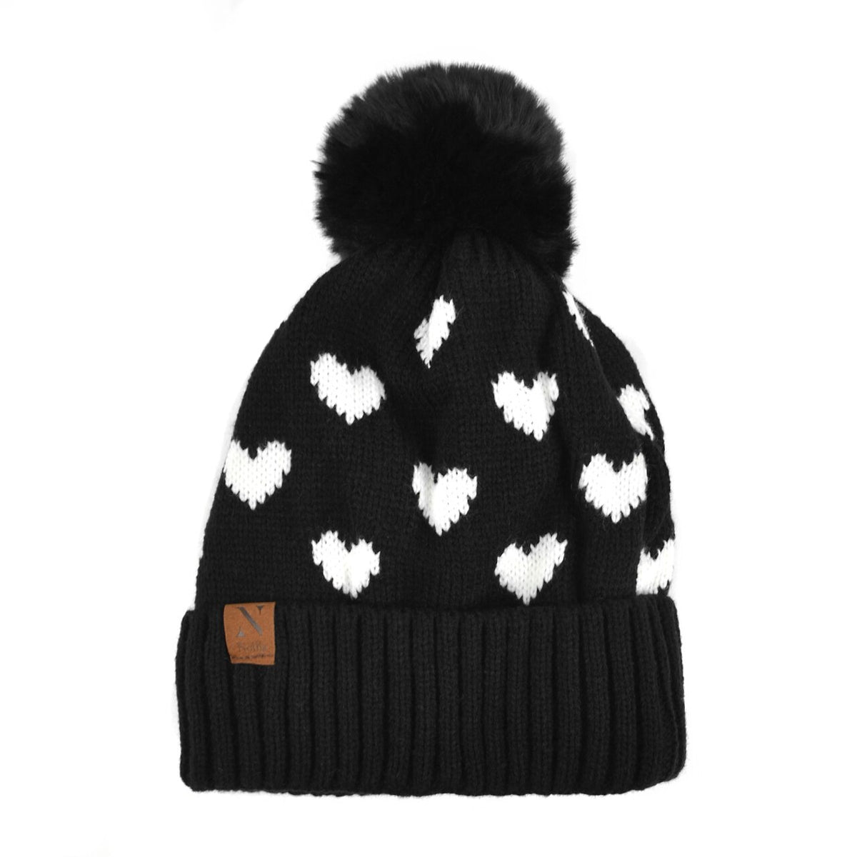 Pom Pom Hearts Winter Fleece Hat