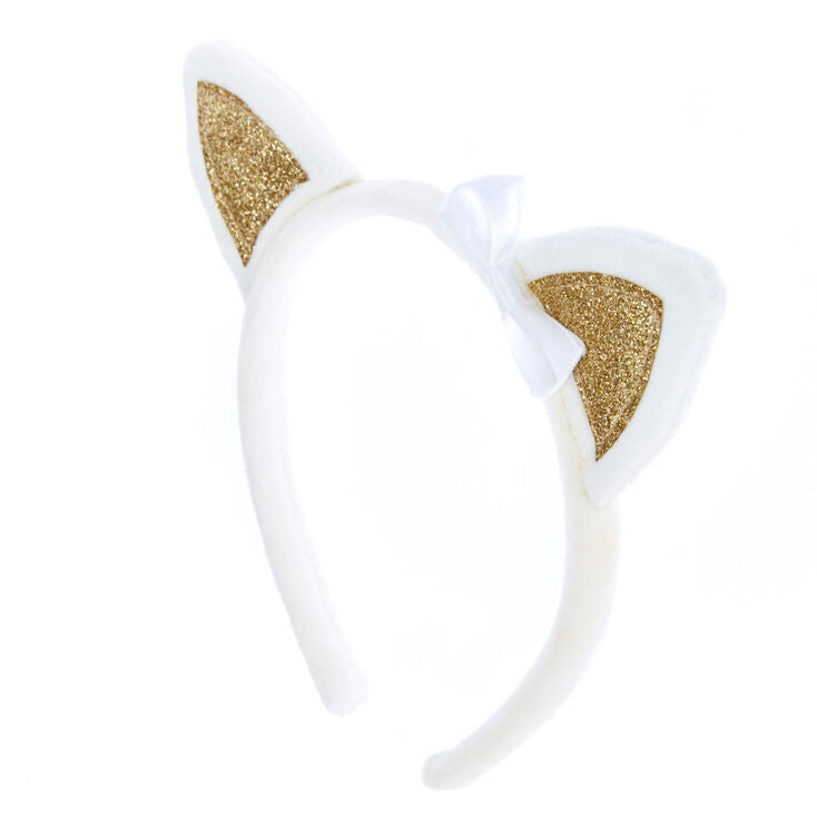 Plush Cat Ears Headband - White