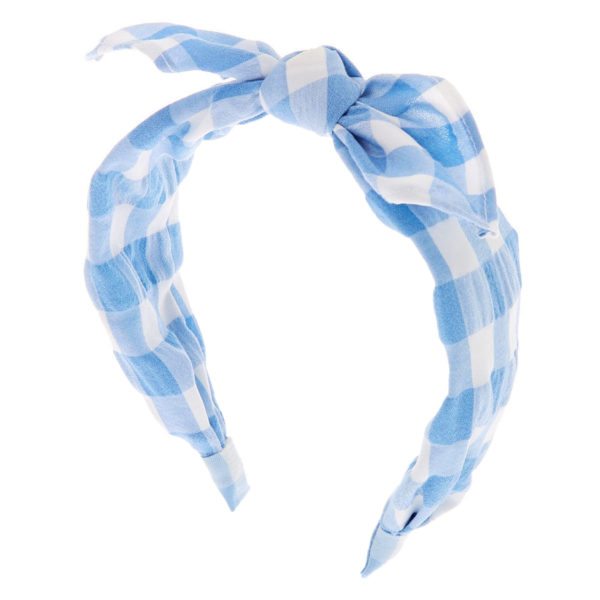 Blue & White Plaid Knotted Headband