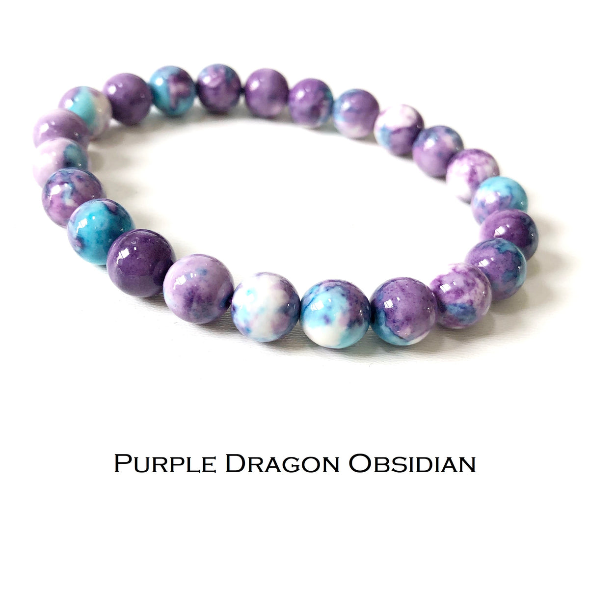 Stone Agate Bracelets: Pink Dragon, Rose Quartz, Purple Dragon Obsidian, Purple Snowflake