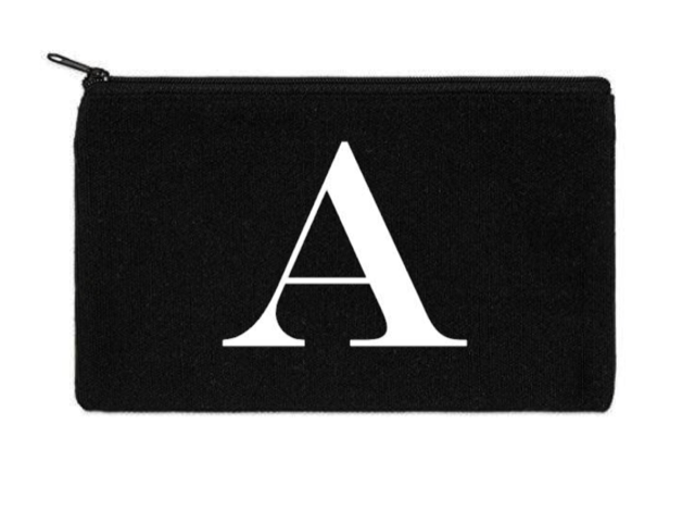 Canvas Zippered Pouch: Choose your Bag Color & Initial