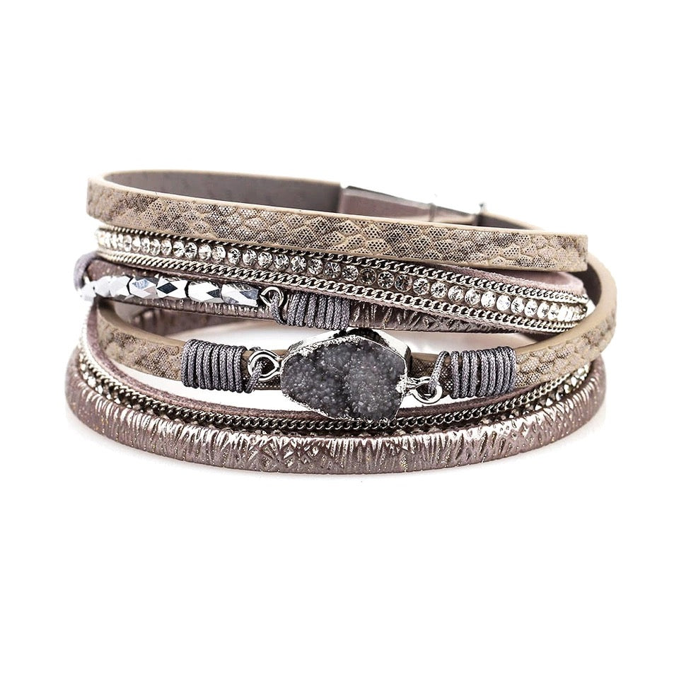 Magnetic Druzy Stone Wrap Bracelet |2 colors|