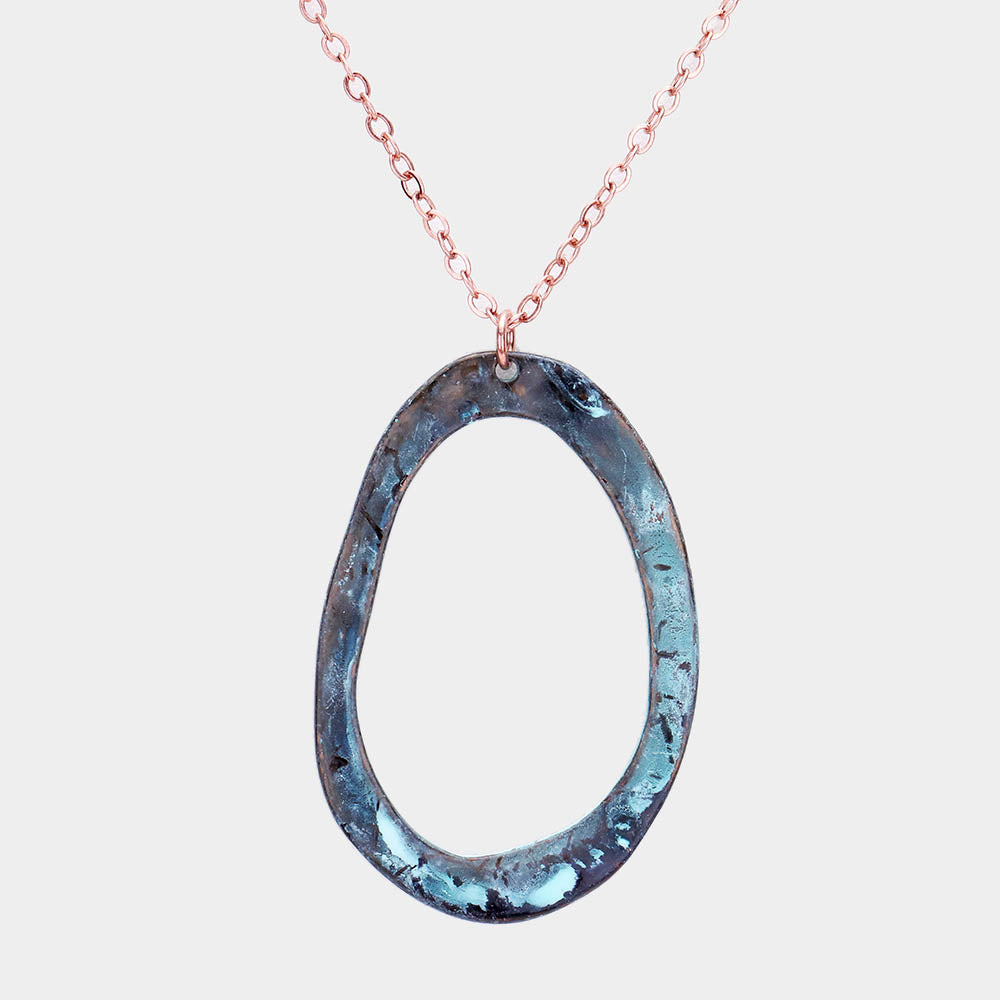 Hammered Oval Necklace |2 colors|