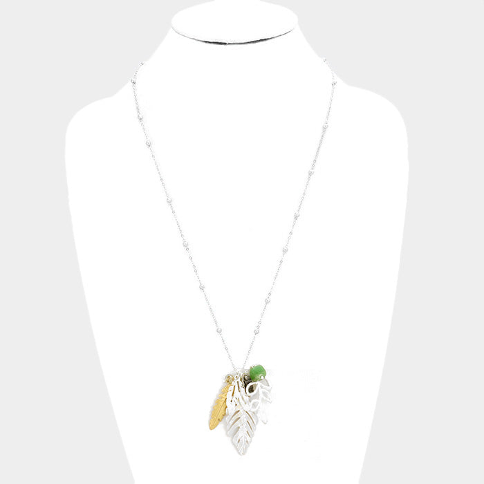 Leaf & Feather Pendant Necklace