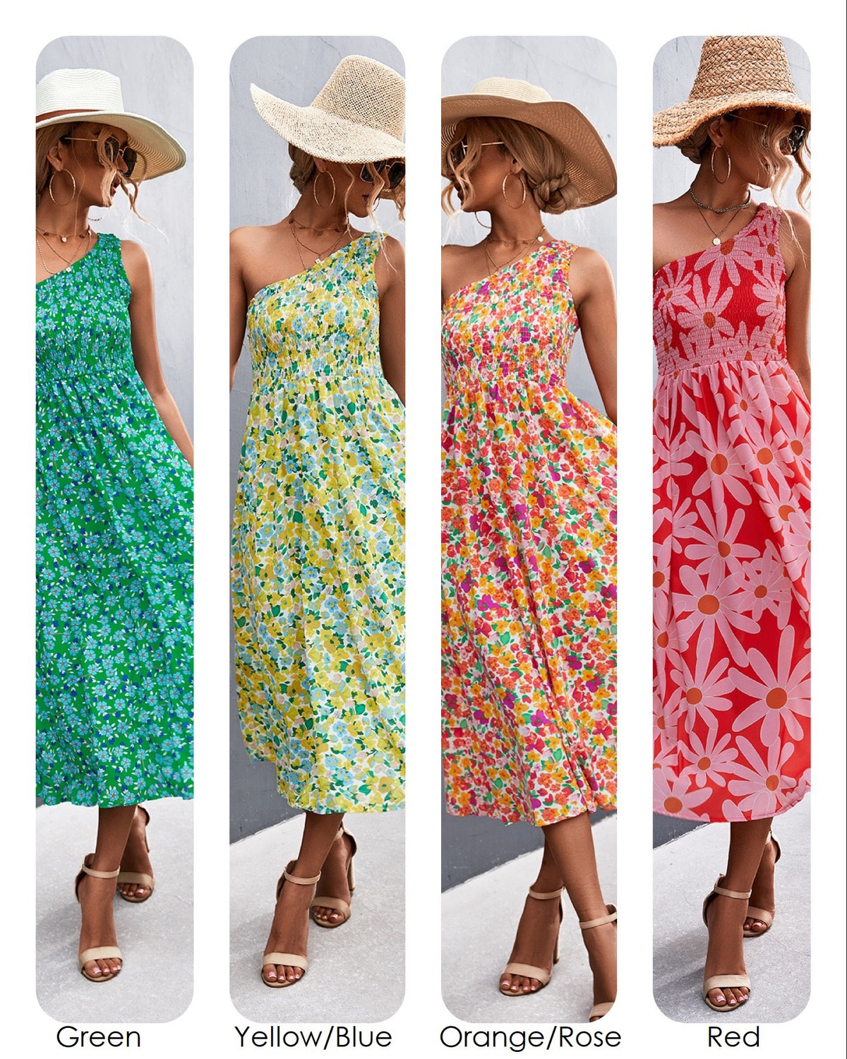 Olivia One-Shoulder Midi Dress | 4 colors |