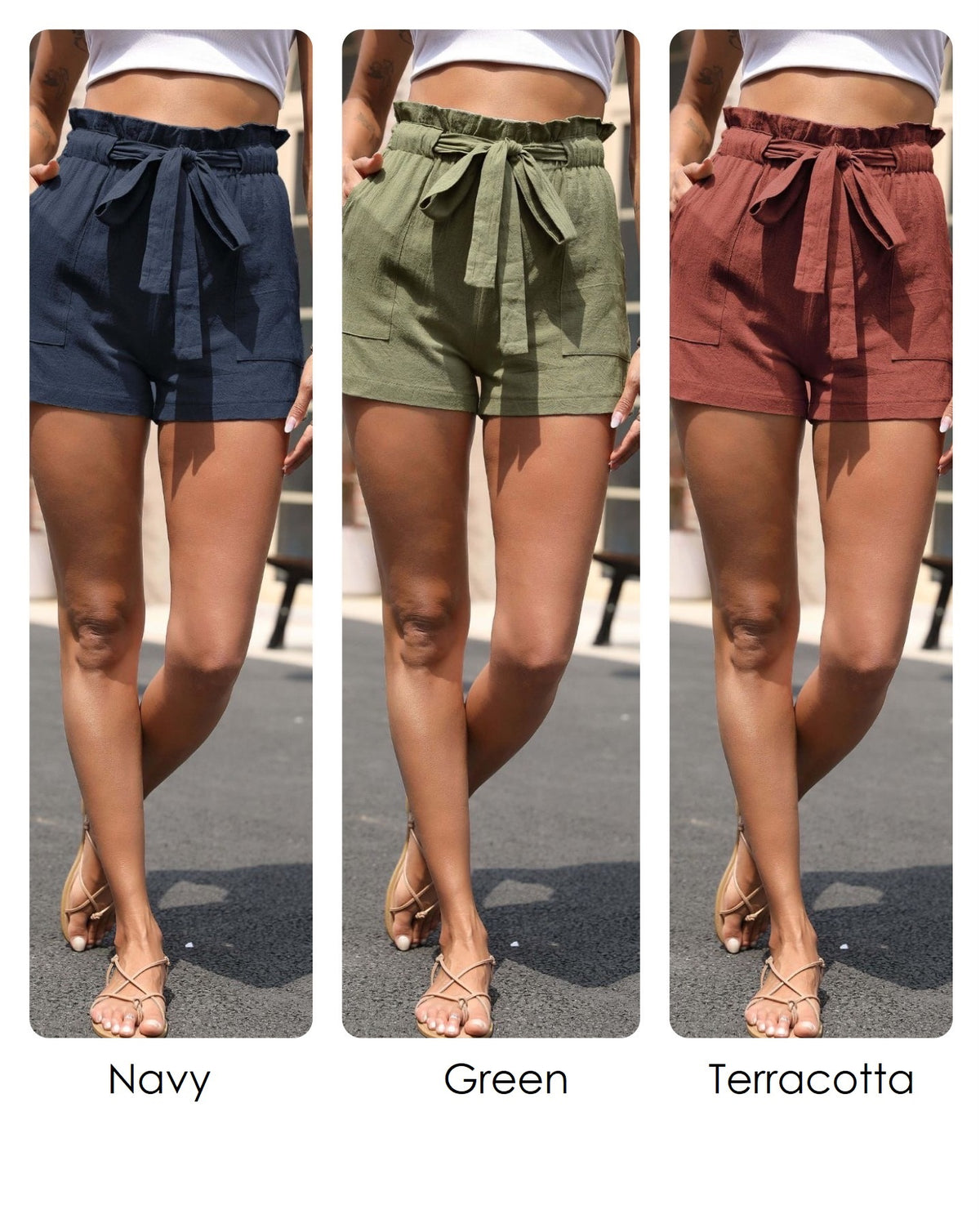Patrice Paperbag Waist Shorts with Pockets | 3 colors |